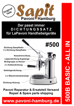 SAPIT 500B Basic - WARTUNG GERÄT ALL IN  komplett  - / La Pavoni Handhebel Baujahre ab 1979 bis Heute